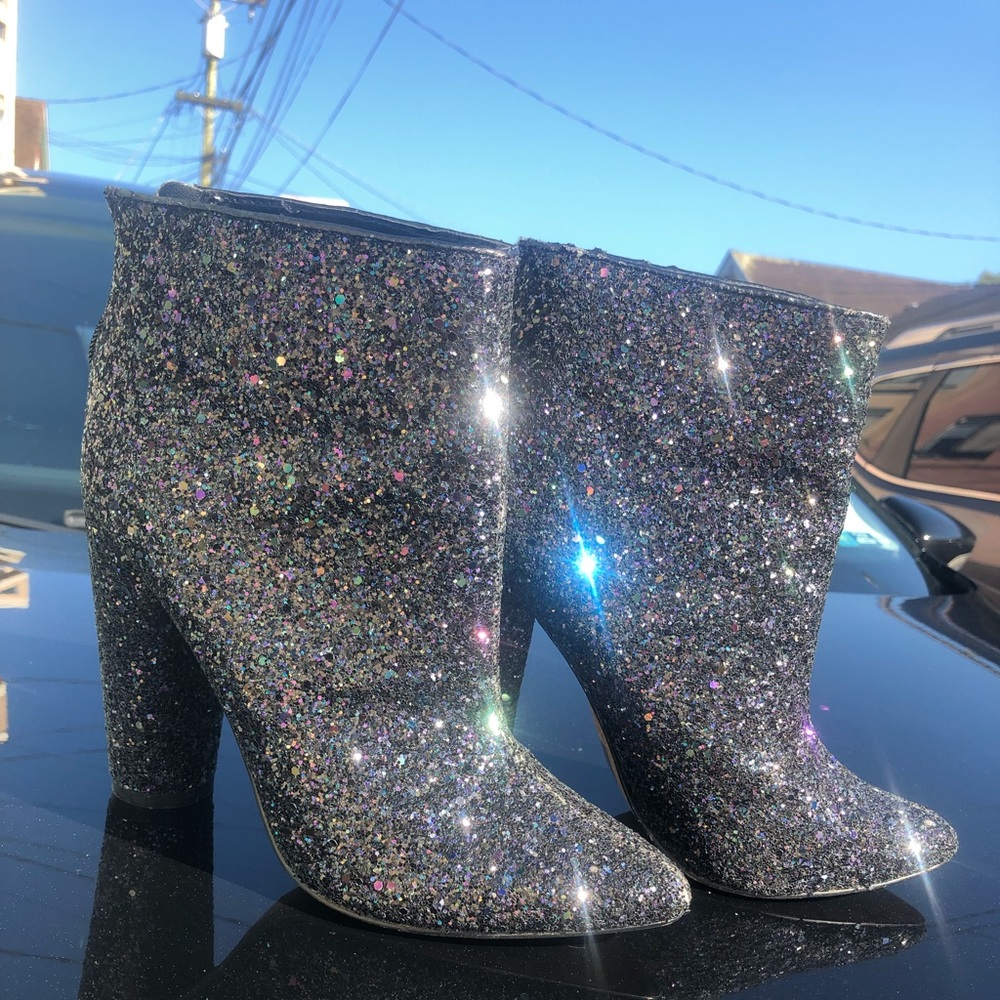 Aldo Midnight Blue Glitter Pointed Toe Ankle Boots